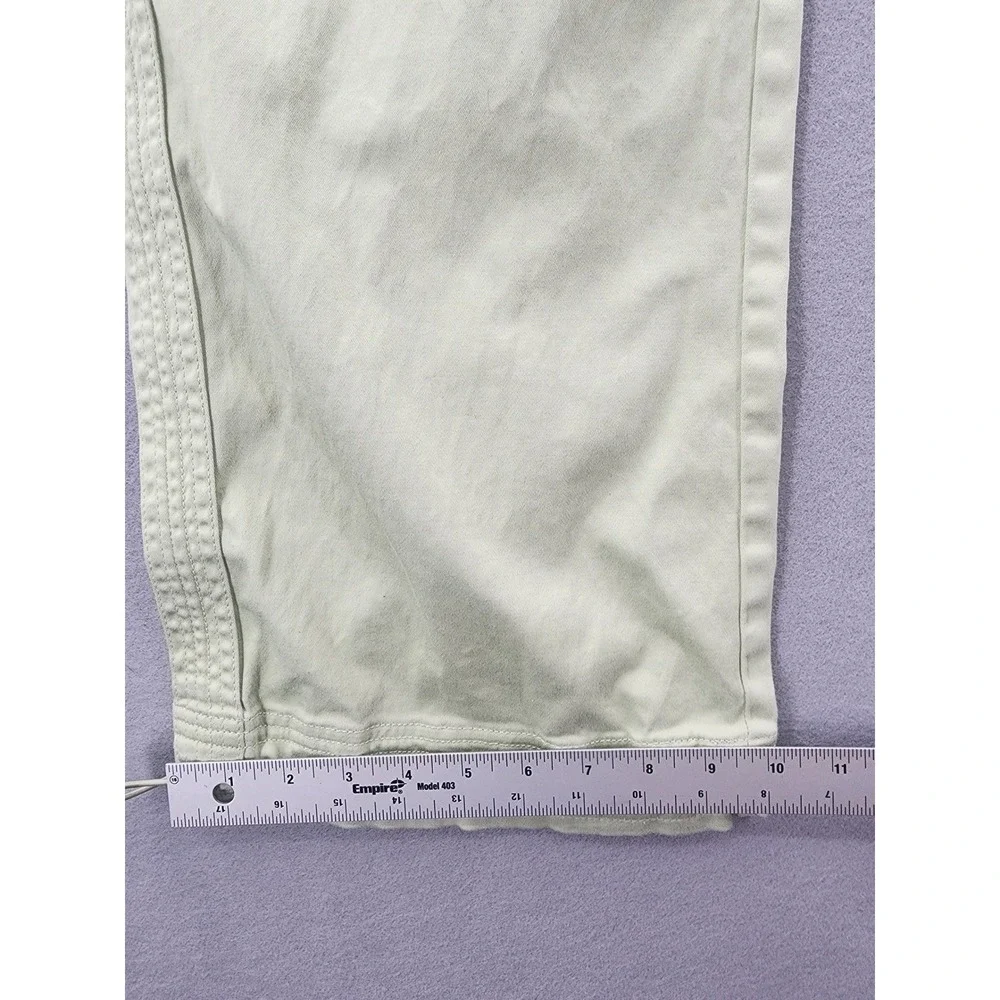 Vertigo Paris Sage Green Utility Cargo Capri Pants Size 12 Gorpcore Bungee Hem